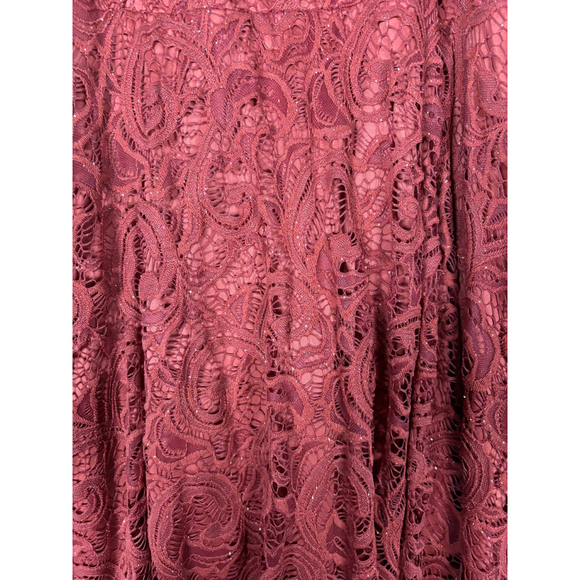 Torrid Lace Skater Dress Plus Size 22 Rust Rose Mauve Pink Glitter Sweetheart - Picture 4 of 11